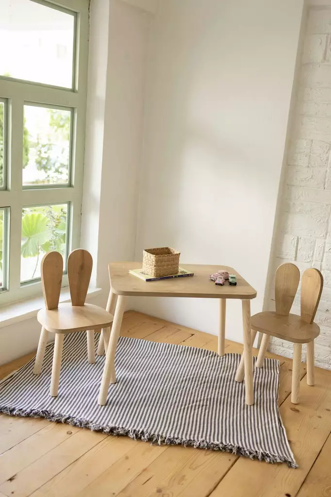 Barnbordset, brun, 50x60x45 cm, hållbar, lätt att montera - Barnmöbler - 8684282975564 - 1