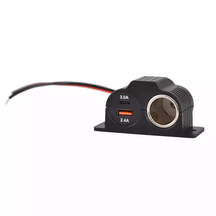 Axxel USB-laddningsport och strömuttag 12/24V ytmontering - Andra biltelektrotillbehör - 6438152082294 - 1
