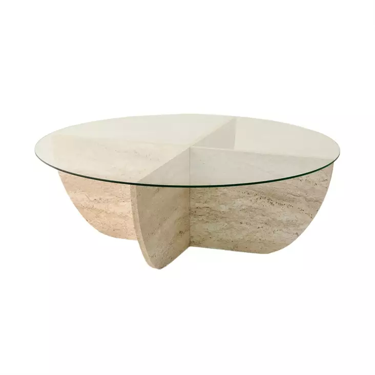 Soffbord Hanah Home Lily Travertin Glas Spånskiva 90x30 cm - Soffbord - 8684283059164 - 1