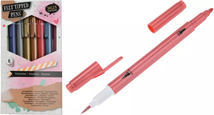 MetallivÃ¤ritussit 8 kpl - Fiberpennor, tuschpennor - 8720573465144 - 1