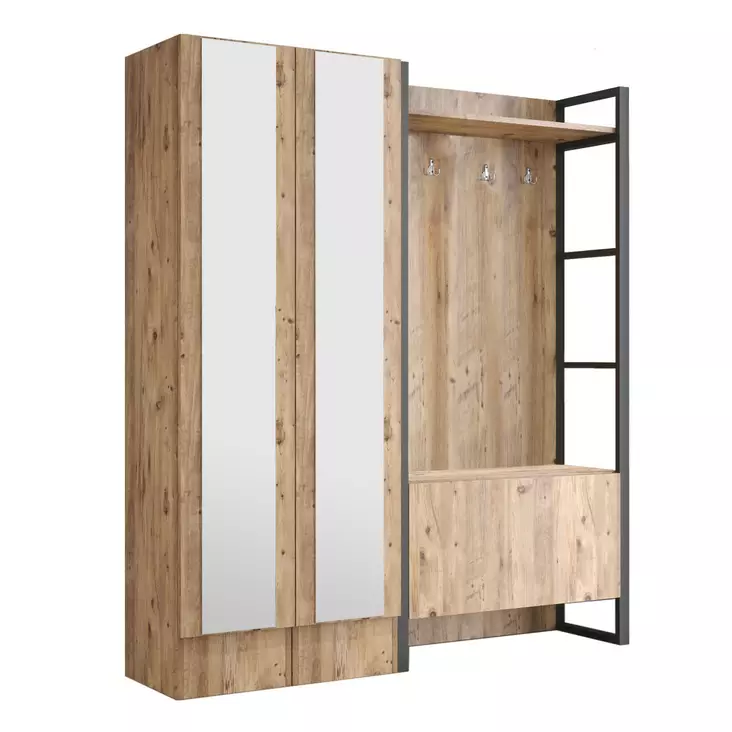 Hallmöbel Hanah Home Ml18A Furu Spånskiva 90x180x34 cm 35,5x180x35,5 cm - Hallskåp - 8683342404334 - 1