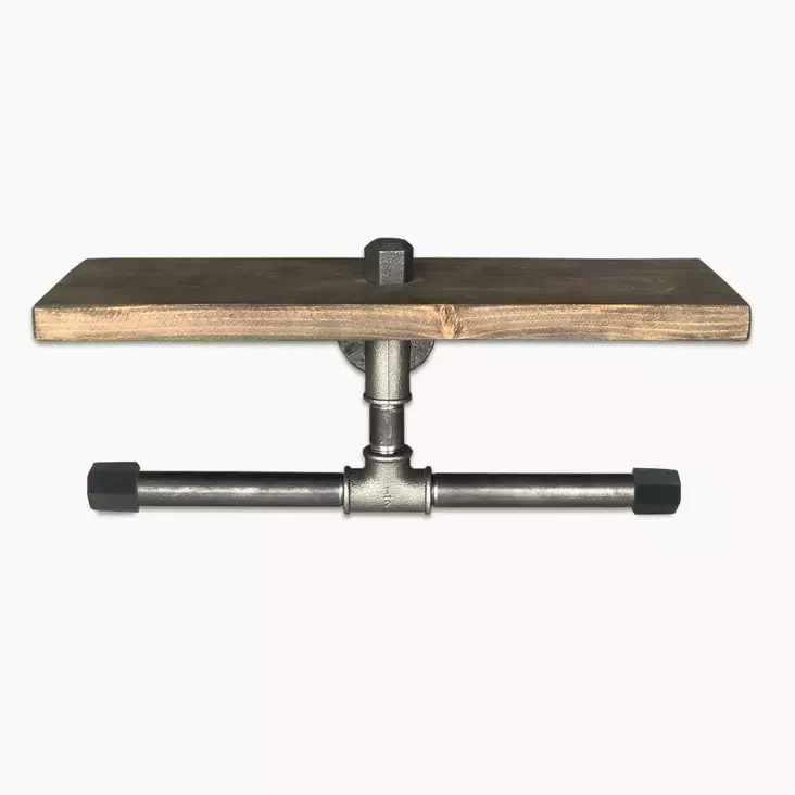 Vägghylla Hanah Home Boruraf030 Svart Valnöt Trä Metall 40x12x12 cm - Vägghyllor - 8681875051384 - 1