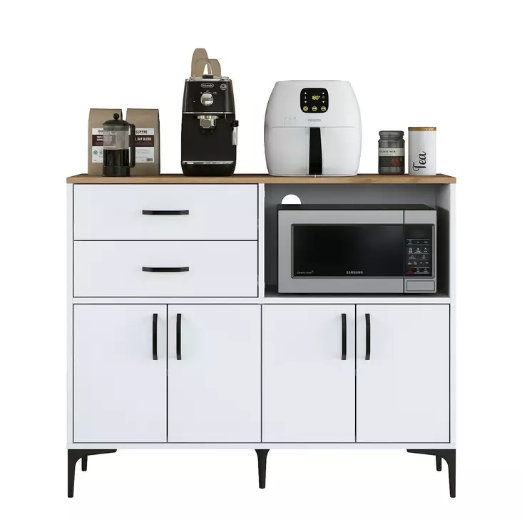 Förvaringsskåp Hanah Home JE166 Vit Valnöt Spånskiva 120x98,6x40 cm - Skåp och byråer - 8684283108824 - 1