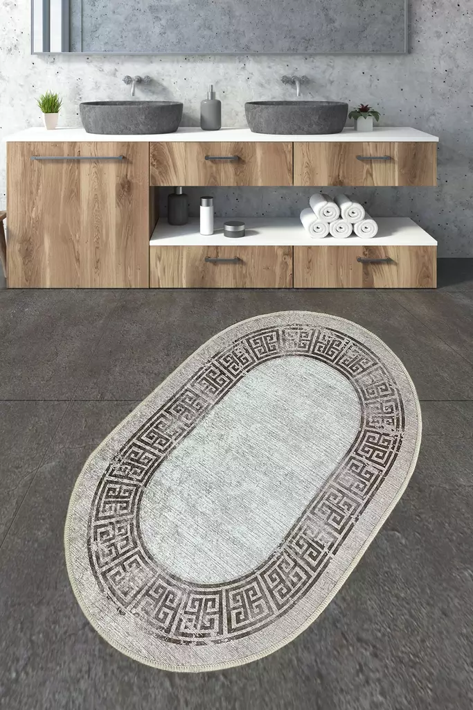 Badrumsmatta Mijölnir Flerfärgad 100% Polyester Antibakteriell Halkfri 70x120 cm - Badrumsmattor och våtrumsmattor - 8683342800624 - 1