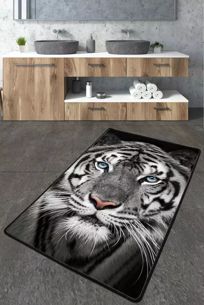 Badrumsmatta Mijölnir Flerfärgad 100% Polyester Antibakteriell Halkfri Maskintvättbar 70x120 cm - Badrumsmattor och våtrumsmattor - 8683342206044 - 1