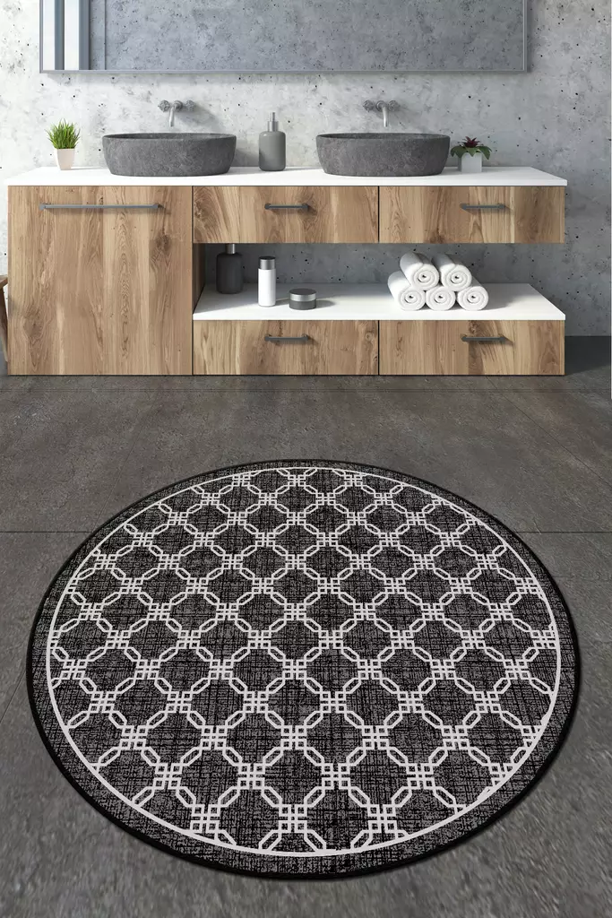 Badrumsmatta Mijölnir Flerfärgad 100% Polyester Antibakteriell Halkfri Maskintvättbar 80 cm - Badrumsmattor och våtrumsmattor - 8683342205474 - 1