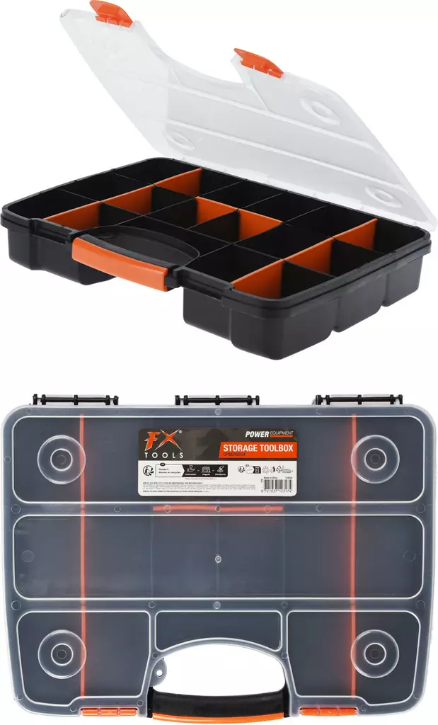 Plastlåda 38,5x29,5x6,5cm, svart/orange, 620g - Hushållsprodukter - 8721037123174 - 1