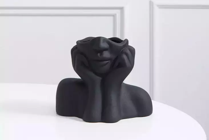 Vas Aberto Design Iskandinav Layd Svart Keramik 19x11x16 cm - Hängande blomkrukor och vaser - 8684282698364 - 1