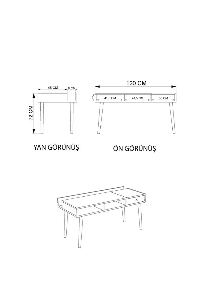 Skrivbord Hanah Home Flex Vit Ek Spånskiva 120x72x53 cm - Skrivbord - 8684283421084 - 1