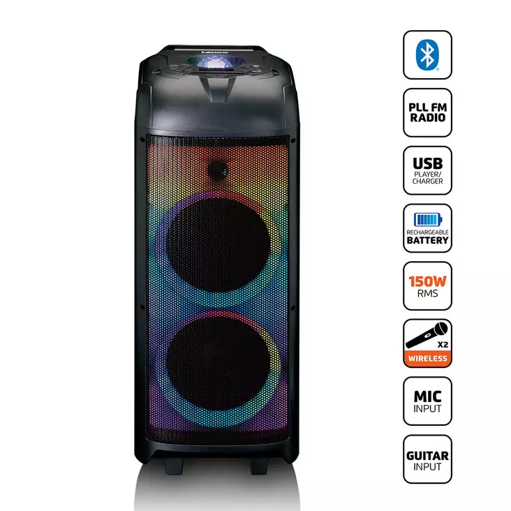PA med LED-belysning i hela fronten och discokula - Bluetooth-högtalare - 8711902066514 - 1