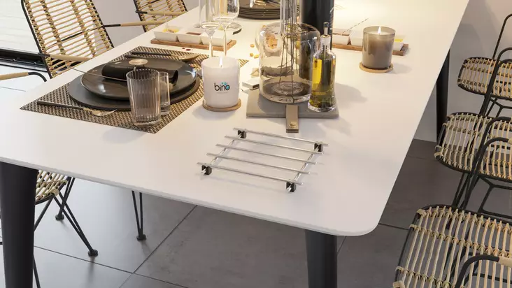 Grytunderlägg, krom, 2 x 20 x 20 cm, hållbar, stilren, värmetålig - Dagliga köksartiklar - 8682870729674 - 1