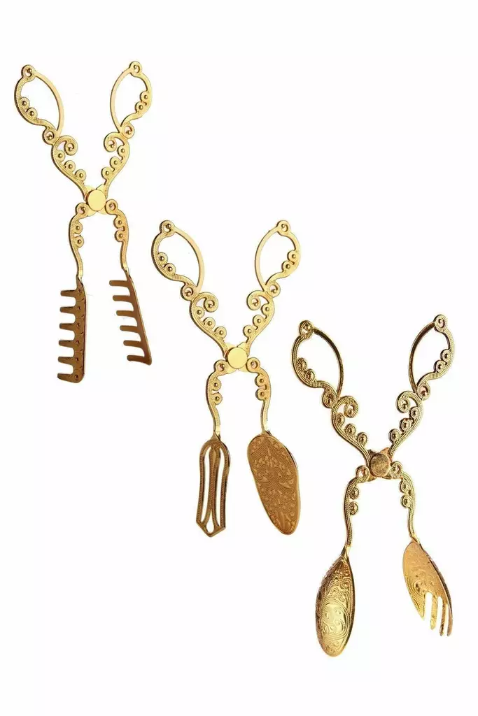 Tångset Hermia Guld Metall 3 Delar - Bestick och serveringsredskap - 8682870942004 - 1