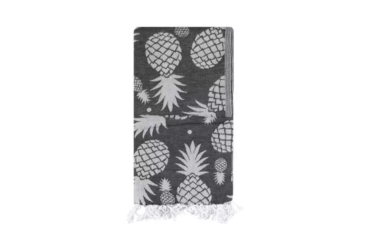 Fouta Mijölnir Antracit Ananasmönster 100% Bomull 100x180 cm - Handdukar - 8683342757324 - 1