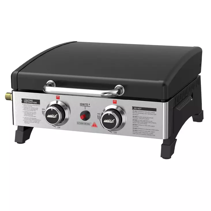 Plancha kaasugrilli 2 poltinta Easy Cooking, pöytämallinen teräsgrilli 5 kW, posliiniemaloitu paistopinta - Gasolgrillar - 6418536032954 - 1