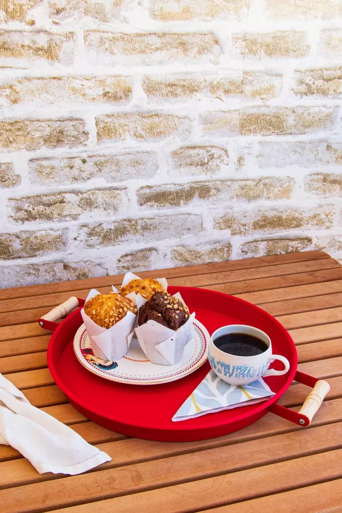 Bricka Set Hermia Röd Metall 2 Delar - Serveringsfat - 8684283574674 - 1