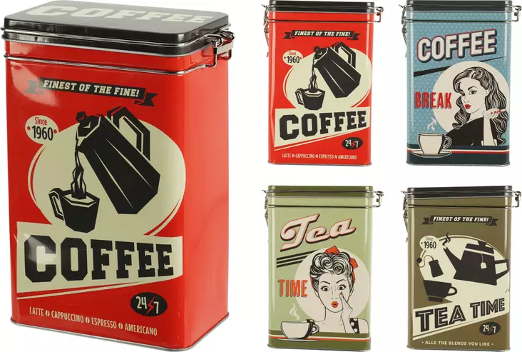 Kaffeburk eller teburk i metall med retrodesign - Kaffe- och teserviser - 8720573847384 - 1