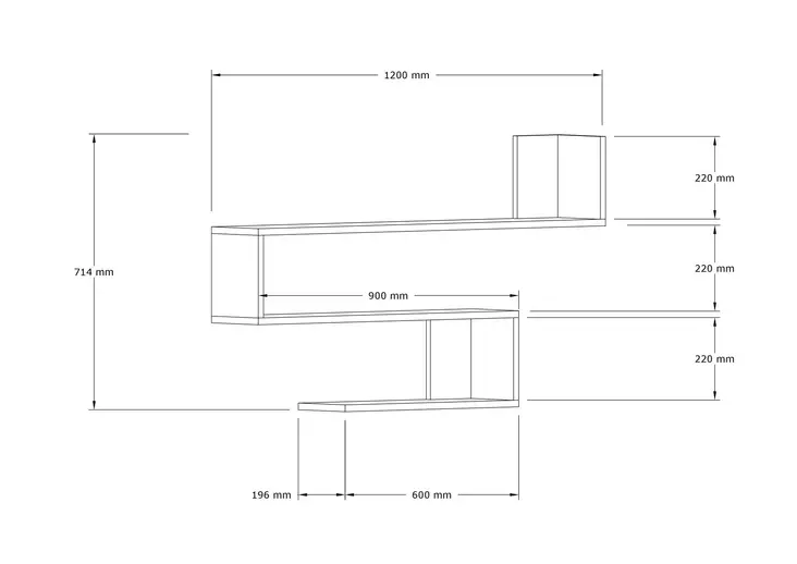 Vägghylla Hanah Home Penne Safir Ek Spånskiva 120x71x20 cm - Vägghyllor - 8683342397834 - 1