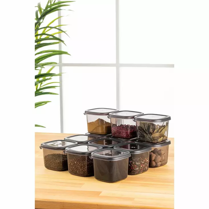 Förvaringslådeset (12 delar), antracit, 10 x 10 x 9,5 cm, tålig, BPA-fri - Plastlådor och förvaringslådor - 8683742868934 - 1