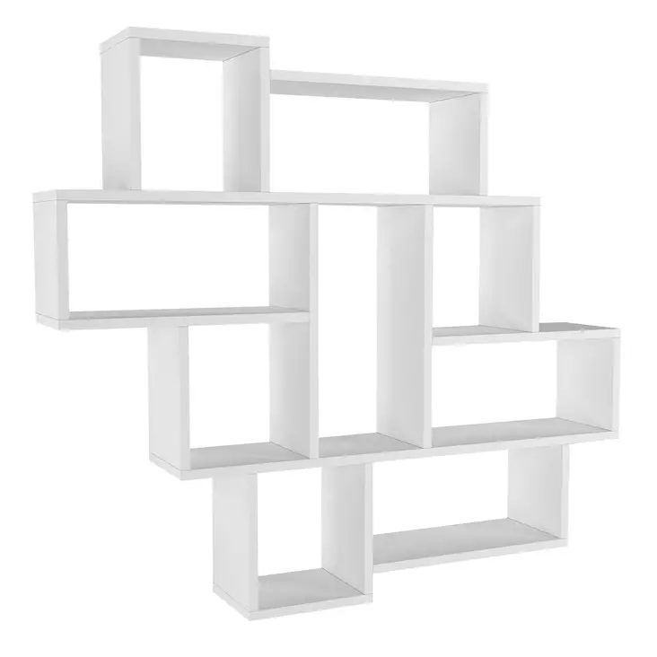 Vägghylla, vit, 115,5 cm x 103,5 cm x 15 cm, tålig, modern - Hylla och klädhängare - 8681875102284 - 1