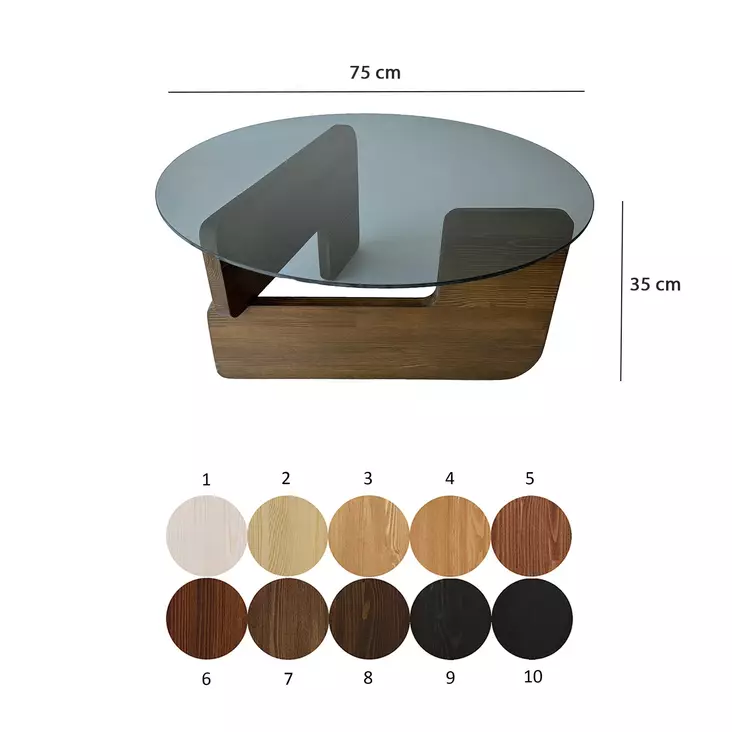 Soffbord Hanah Home Mia Valnöt Härdat Glas Massiv Furu 75x35x75 cm - Soffbord - 8684283311064 - 1