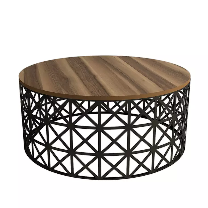 Soffbord Hanah Home Selin Metal Ferforje Valnöt Spånskiva 90x90x38 cm - Soffbord - 8681875299144 - 1