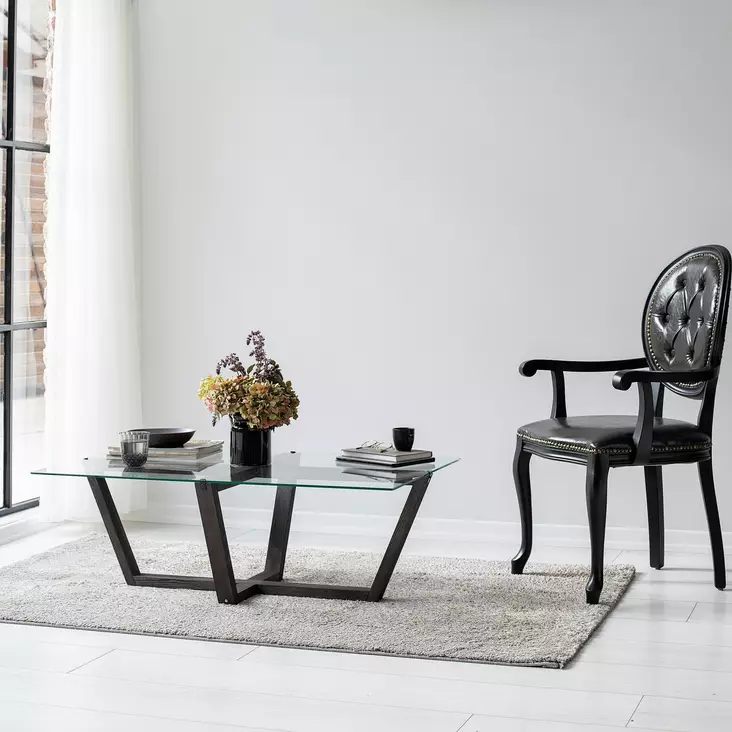 Soffbord Hanah Home Amalfi Antracit Härdat Glas Massiv Furu 105x35x65 cm - Soffbord - 8683743446704 - 1
