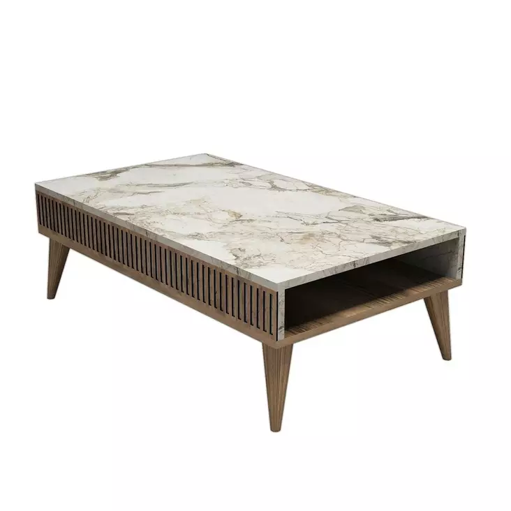 Soffbord Hanah Home Milan Valnöt Vit Marmormönster Spånskiva 105x34,6x60 cm - Soffbord - 8681875827774 - 1
