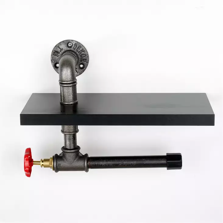 Toalettpappershållare Hanah Home Boruraf241 Svart Silver MDF 30x14x22 cm - Badrumstillbehör - 8682870776944 - 1