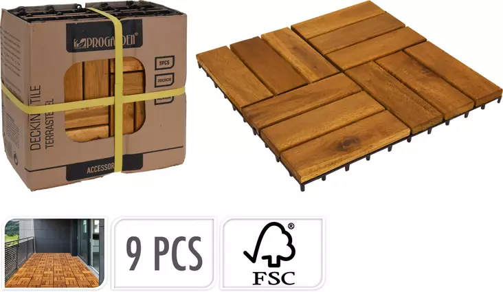 Terassilaatta akasia puu 30x30cm fsc sertifioitu - Terrassfötter och skruvpålar - 8720573997904 - 1