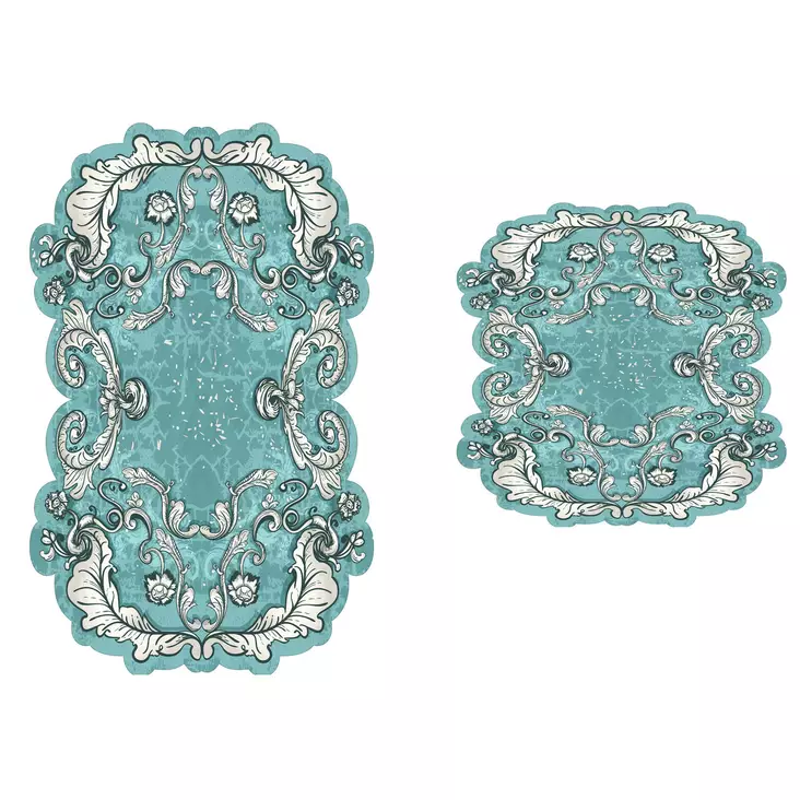 Badrumsmatta Set Mijölnir Turkos 100% Polyester Halkfri Antibakteriell Maskintvättbar 50x60 cm & 60x100 cm - Badrumsmattor och våtrumsmattor - 8682870988224 - 1