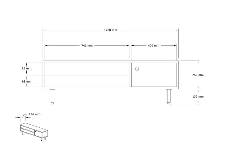 TV-bänk Hanah Home Avila Safir Ek Spånskiva 120x38x30 cm - TV-bänkar - 8683342398114 - 1