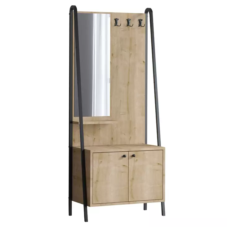 Hallmöbel Hanah Home Lumi Dec0145 Ek Svart Spånskiva 74x170x35 cm - Hallskåp - 8684282135494 - 1