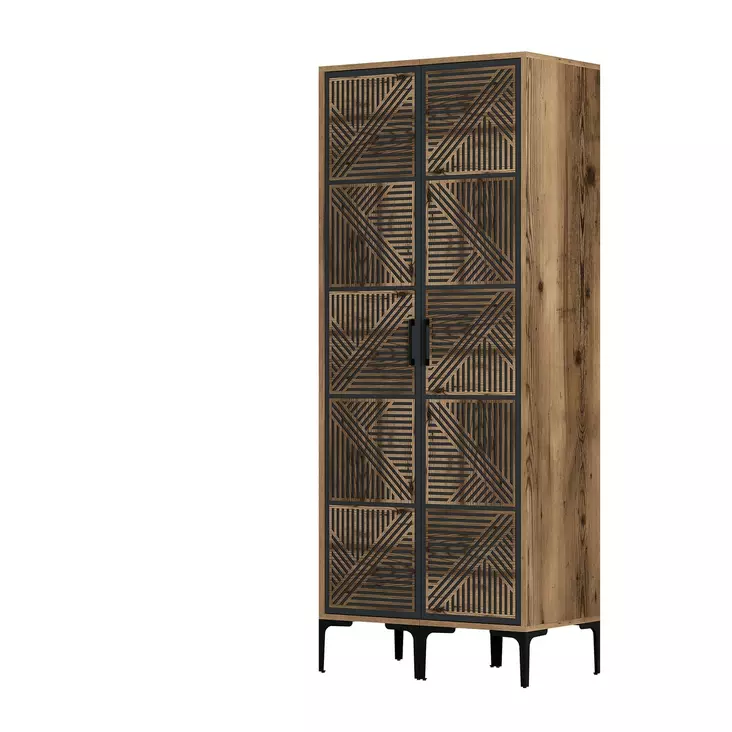 Garderob Hanah Home Kumsal Valnöt Antracit Spånskiva 80x47,5x201,4 cm - Garderober - 8684282089124 - 1