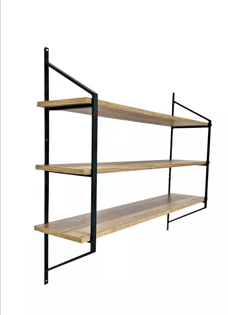 Vägghylla Hanah Home Raffy2 Svart Furu Spånskiva Metall 120x95x28 cm - Vägghyllor - 8683742109754 - 1