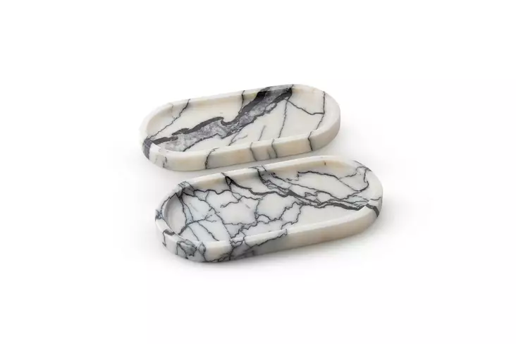 Badrumsbricka Set Mijölnir Vit 100% Sicily Lila Marmor 25x12x2 cm 2 Delar - Badrumstillbehör - 8684283055494 - 1