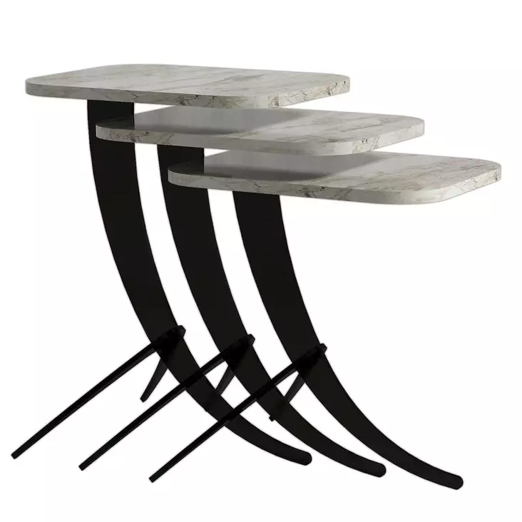 Nestingbord Hanah Home Pion Vit Marmormönster Spånskiva 35x45x60 cm - Bord - 8681875828214 - 1