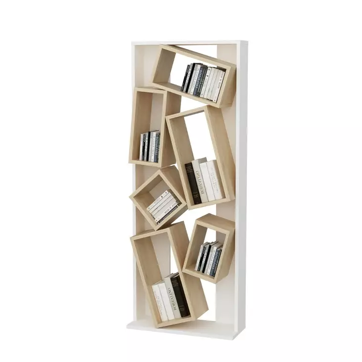 Bokhylla Hanah Home Carmen Vit Ek Spånskiva 63x153,6x24 cm - Bokhyllor - 8683743959914 - 1