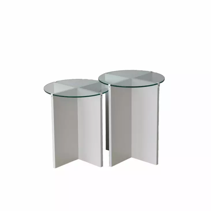 Nestingbord Hanah Home Lily Vit Härdat Glas Spånskiva 40x45 40x50 cm - Sidobord och extrabord - 8683342979184 - 1