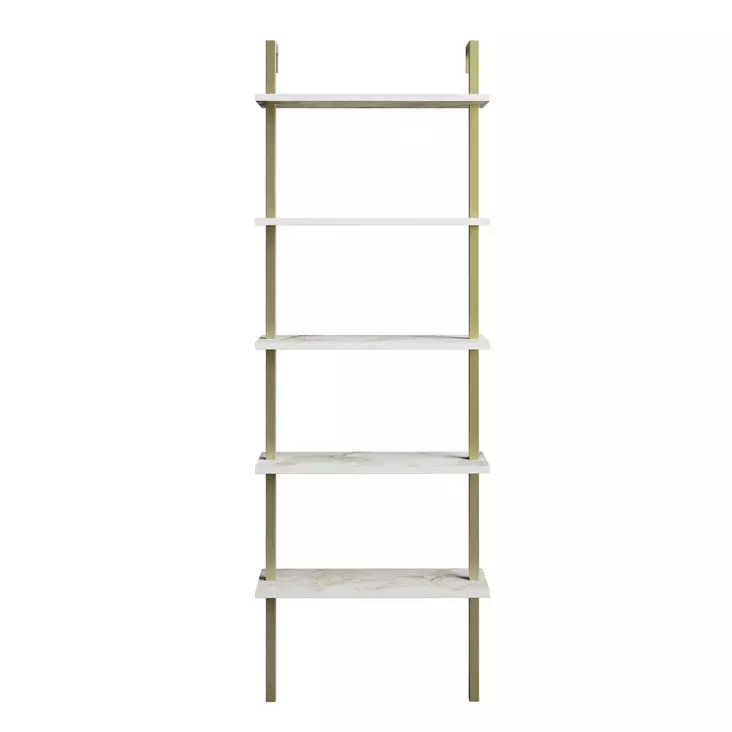 Bokhylla Hanah Home Piante Vit Guld Spånskiva 60x174x22 cm - Bokhyllor - 8681875920994 - 1