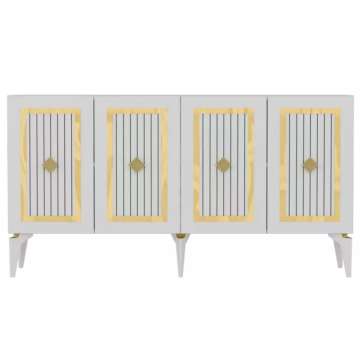 Konsolbord Hanah Home Nora Vit Guld Spånskiva 150x79x40 cm - Byråer och skåp - 8683742835844 - 1