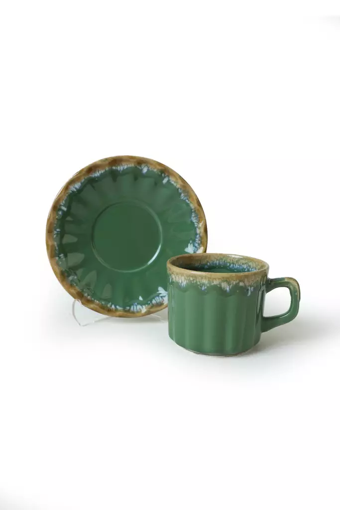 Tekoppar Set Hermia Grön Keramik 12 Delar - Kaffe- och teserviser - 8684282991984 - 1