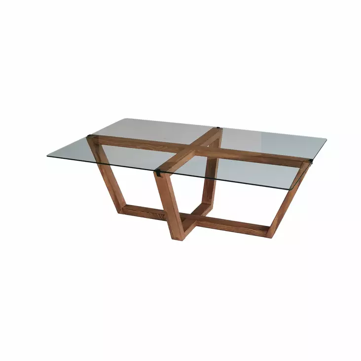 Soffbord Hanah Home Amalfi Valnöt Härdat Glas Massiv Furu 105x35x65 cm - Soffbord - 8683342979214 - 1
