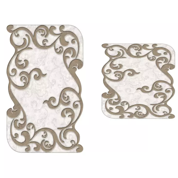 Badrumsmatta Set Mijölnir Beige Vit 100% Polyester Halkfri Antibakteriell Maskintvättbar 50x60 cm & 60x100 cm - Badrumsmattor och våtrumsmattor - 8682870989894 - 1