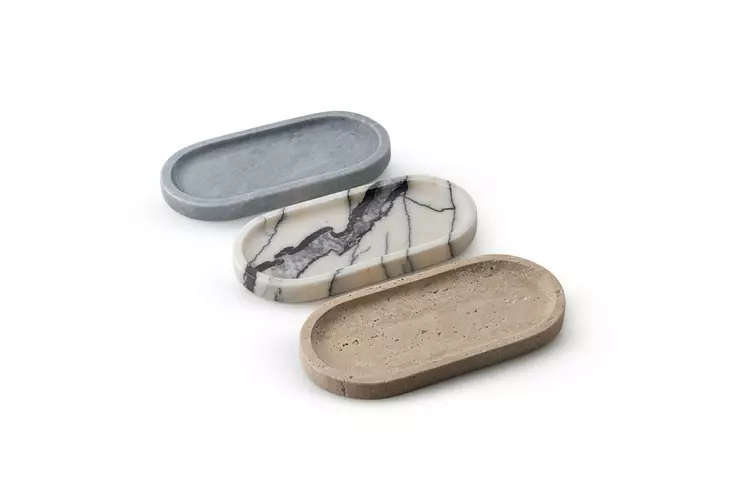 Badrumsbricka Set Mijölnir Flerfärgad 100% Sicily Lila Marmor Verona Grå Marmor Travertin Marmor 30x15x2 cm - Badrumstillbehör - 8684283055524 - 1