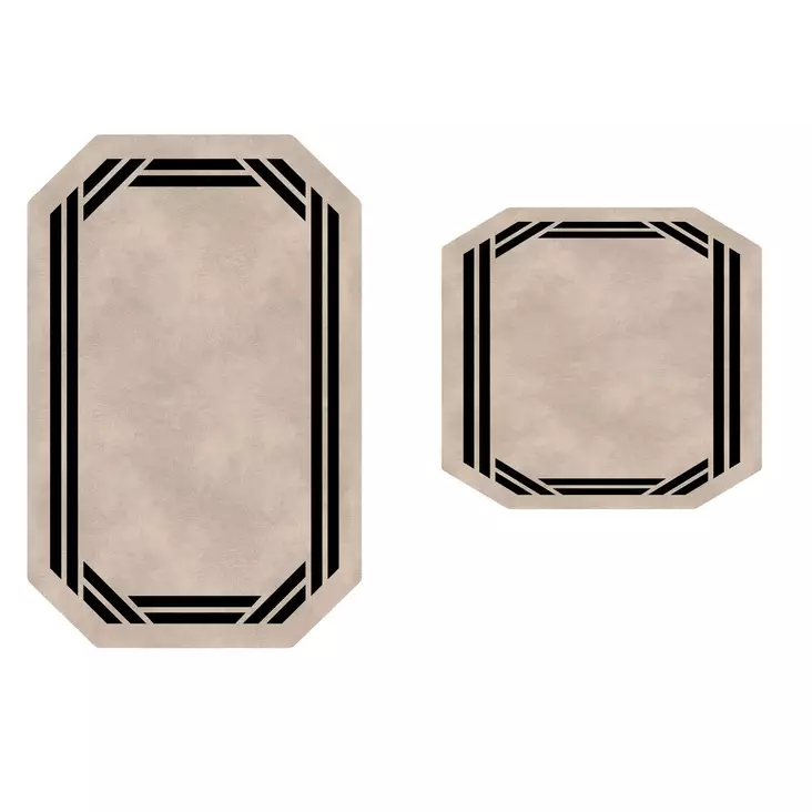 Badrumsmatta Set Mijölnir Krämvit 100% Polyester Halkfri Antibakteriell Maskintvättbar 50x60 cm & 60x100 cm - Badrumsmattor och våtrumsmattor - 8682870989184 - 1