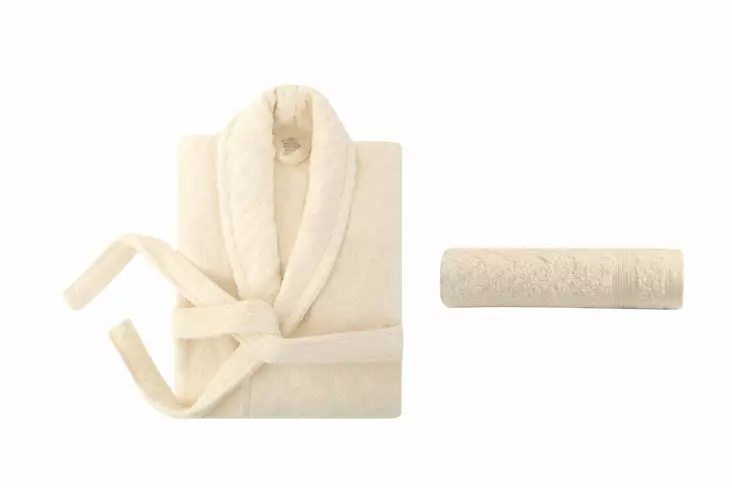 Badrockset Mijölnir Krämvit 100% Bomull S M & 50x90 cm - Handdukar - 8683743314584 - 1