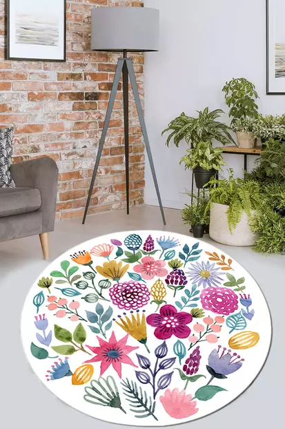 Matta Conceptum Drenaj Djt Flerfärgad Polyester 100x100 cm - Runda mattor - 8682870895355 - 1