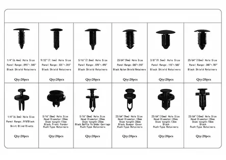 Auton verhoilukiinnikkeet 240 osaa - Kaross- och klädselfästen - 6438014228525 - 2