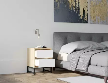 Sängbord Hanah Home Cefalu Safir Vit Spånskiva 40x55x40 cm - Nattduksbord - 8683342851855 - 2