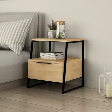 Sängbord Hanah Home Pal Oak Ek Spånskiva 45x50x41 cm - Nattduksbord - 8683342782685 - 1